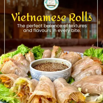 My Vietnamese Rolls are the perfect balance of textures and flavors. Fresh vegetables and vermicelli noodles are wrapped in delicate rice paper and served with a savory dipping sauce.