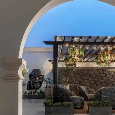 We transformed this rooftop into a serene oasis, perfectly balancing the five elements (Pancha Bhoota). The design incorporates a soothing waterfall (water), lush greenery (earth), open sky (space), and natural airflow (air), creating a Vastu-compliant retreat.
