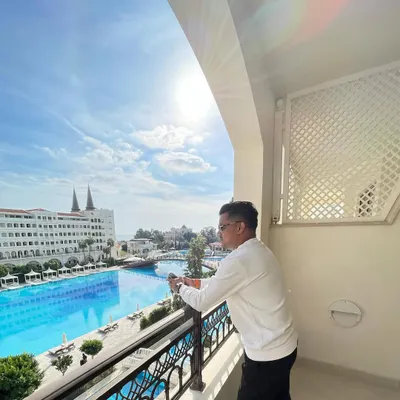 The view from my hotel in Turkey before a gig. Being a destination wedding DJ means I'm constantly on the move, ready for the next event, wherever it may be.