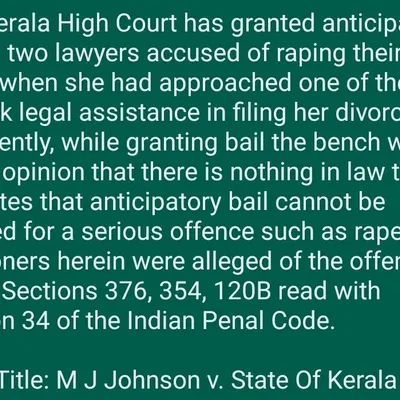 I specialize in securing pre-arrest liberty through anticipatory bail, even in cases involving grave offenses. This judgment from the Kerala High Court reaffirms the principle that anticipatory bail can be granted in serious matters, a legal avenue I pursue for my clients by presenting strong, fact-based arguments.