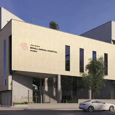 The Tata Trusts Small Animal Hospital in Mahalaxmi, Mumbai. Designed with accessibility and efficiency at its core, this five-story facility is India's largest single-site multi-specialty animal hospital, fulfilling a long-held dream of bringing world-class care to pets.