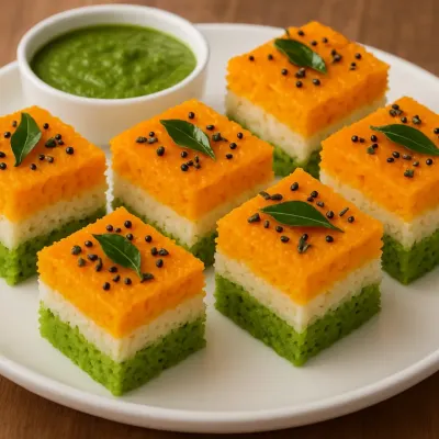 Our special Tiranga Dhokla, made for Independence Day. It's a patriotic twist on a classic Gujarati snack, soft, spongy, and flavorful.
