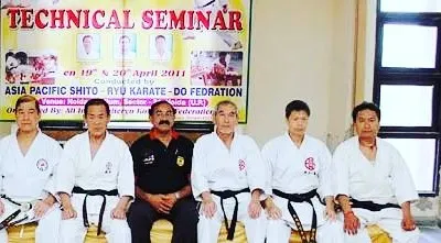 Learning never stops, even for a teacher. Here I am with senior masters at a technical seminar hosted by the Asia Pacific Shito-Ryu Karate-Do Federation, ensuring my teaching methods are authentic and current.