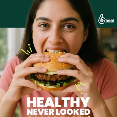 Healthy never looked so tasty! This is our delicious and satisfying bean burger, a favorite on our menu. We prove that you can enjoy your favorite foods while still reaching your health goals.