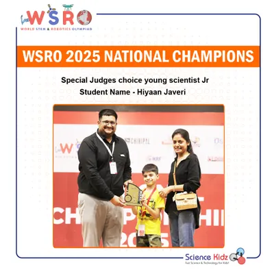 A huge congratulations to our student Hiyaan Javeri for receiving the Special Judge's Choice award as a Young Scientist at the WSRO 2025 National Championship. Your innovative spirit is an inspiration.