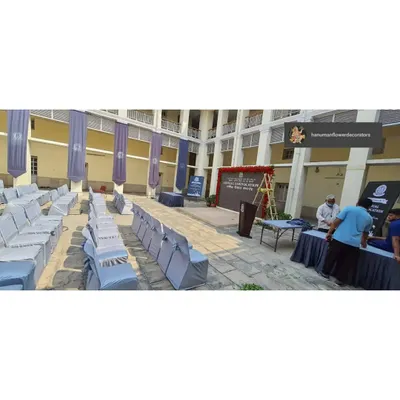This is the overall setup for the National Law University's annual convocation. We arranged the seating, set up the stage, and placed banners to create a formal and organized environment for the ceremony.