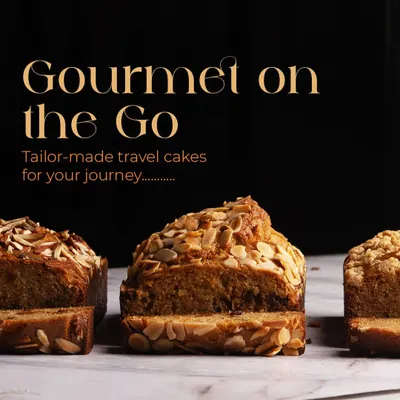 Gourmet on the go! My travel cakes are tailor-made for your journey. This image shows a variety of our loaf cakes, sliced and ready to be packed.