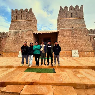 The band on location for a private event in Jaisalmer. We handle all the logistics to bring our party rock experience to your destination wedding.
