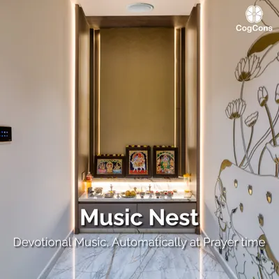 Enhance your prayer time with devotional music that plays automatically. Our MusicNest system can be scheduled to create a serene atmosphere in your pooja room at specific times of the day.