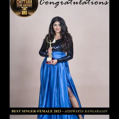 Holding my Chittara Star Award for Best Female Singer. This was for the song 'Meet Maadana' and it means the world to me. Appa, I wish you were here.