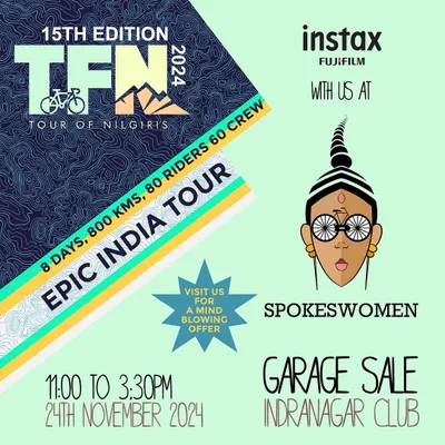 Promoting the Tour of Nilgiris (TFN) at our Garage Sale. This year marked the 15th edition with the largest number of women riders in the tour's history.