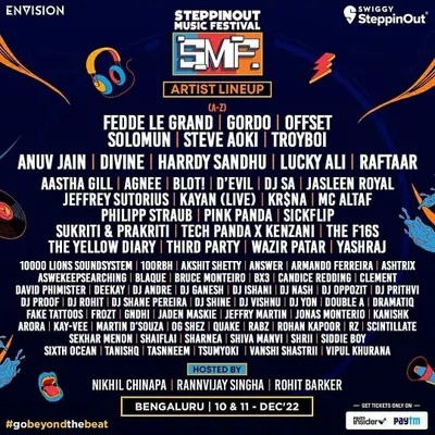 The full artist lineup for the SteppinOut Music Festival. I was thrilled to be part of this massive event alongside so many incredible international and Indian artists.