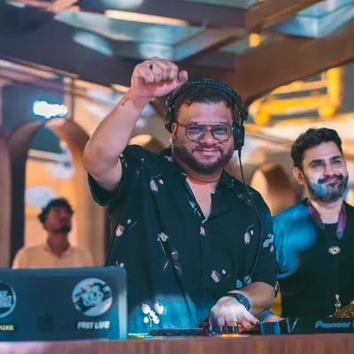 A moment of pure joy with the saxophonist during the Biergarten Bellandur launch. This is what live fusion is all about.