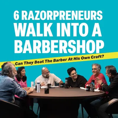 The set for 'The Barbershop with Shantanu,' a roundtable masterclass featuring top industry leaders. Our studio is ideal for multi-camera interview setups and panel discussions.