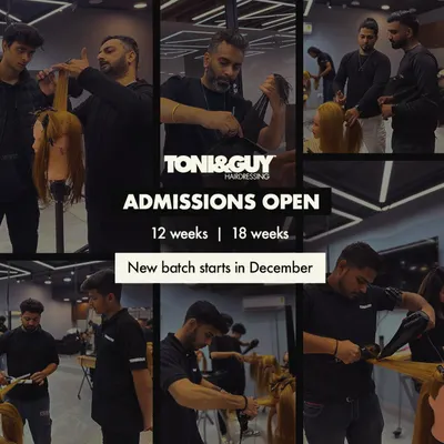 This collage captures the vibrant, hands-on environment of our hairdressing courses. It shows students practicing various techniques on mannequins, a fundamental part of our 12 and 18-week certified programs.