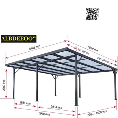 A detailed diagram for a double car parking shed, showing precise measurements for a sturdy and spacious structure. I provide these custom-sized prefabricated sheds for residential and commercial ground areas.