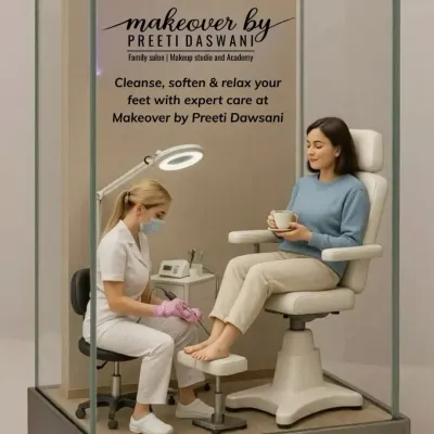 This image perfectly illustrates the relaxing and expert care you receive during my pedicure services. I focus on cleansing, softening, and rejuvenating your feet, ensuring you leave feeling completely refreshed in a clean and professional environment.