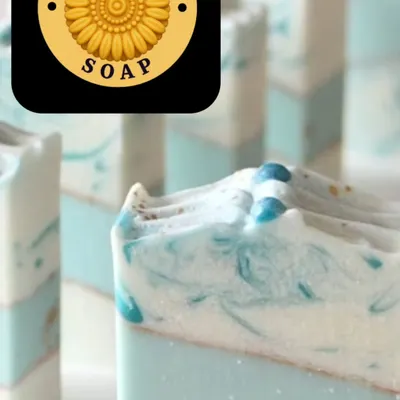 This is my Sea Salt Therapeutic Soap. I created it to help soothe skin with the healing properties of sea salt. It provides a gentle cleanse for an even skin tone and leaves a lasting, fresh fragrance.