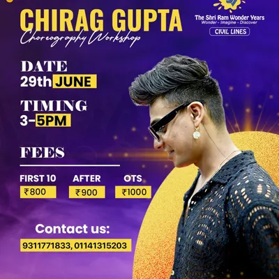 I love bringing in talented choreographers for special workshops. This poster announces a dance workshop with Chirag Gupta, giving teens and pre-teens a chance to learn new moves and build their confidence.