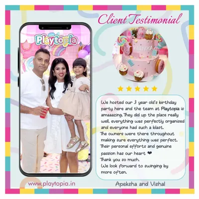 We love this photo and the kind words from Apeksha and Vishal. Knowing that our personal efforts and passion made their child's party perfect is why we do what we do.