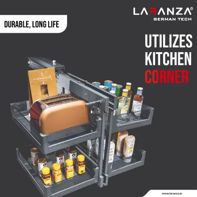 My pantry units are designed to be durable and long-lasting. This corner unit utilizes every inch of your kitchen corner, providing reliable storage for pantry items and equipment.