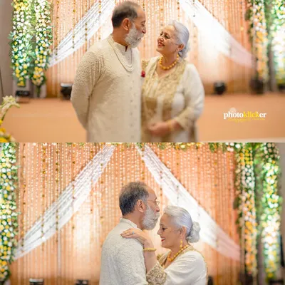 A beautiful, intimate moment between a couple celebrating their 50th wedding anniversary. This collage captures their timeless love as they share a dance.