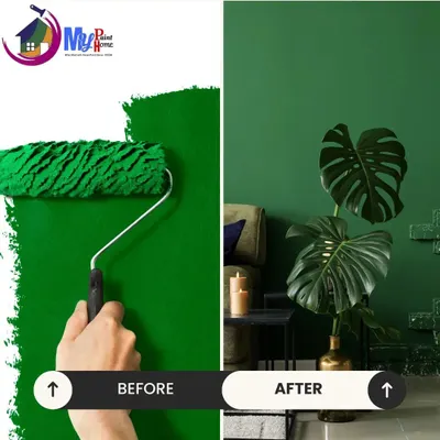 From a blank canvas to a bold statement. This before-and-after shows the power of a deep green accent wall to add depth, drama, and a touch of nature-inspired elegance to a living space.