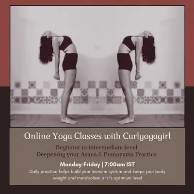 My daily online yoga classes are for beginner to intermediate levels, focusing on deepening your asana and pranayama practice. Join me Monday to Friday at 7:00 AM IST to build your immune system and keep your metabolism healthy.