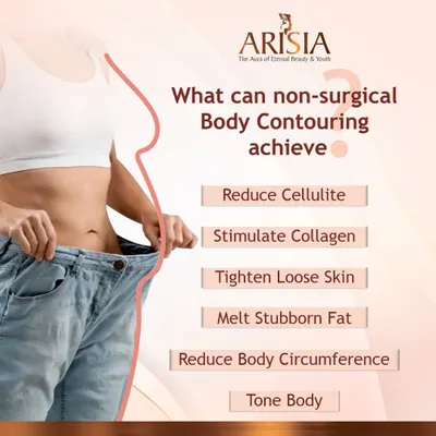 Non-surgical body contouring offers a wide range of benefits beyond just fat loss. Our treatments are designed to reduce cellulite, stimulate collagen for healthier skin, tighten loose areas, and tone the body for an overall improved shape.