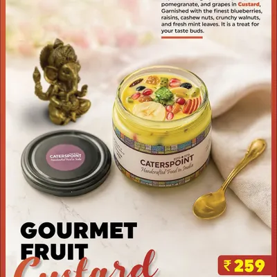 Wishing you a Happy Ganesh Chaturthi! Celebrate with our handcrafted festive custards like this Gourmet Fruit Custard, a divine treat made with premium fruits and nuts.