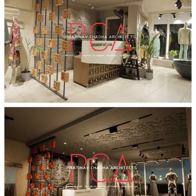 A "Render to Reality" comparison for the Jubinav Chadha Fashion Studio. This image places the initial 3D visualization next to the final photograph, demonstrating my ability to execute a design concept with precision.