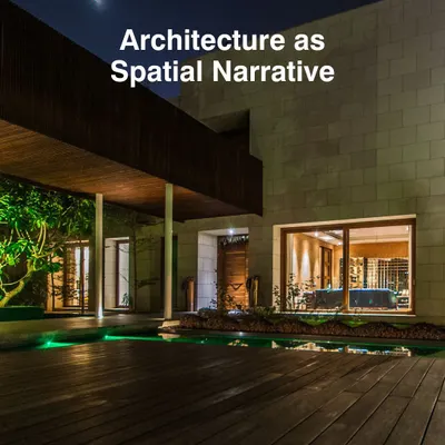 The 'House of Bridges' in New Delhi is conceived as a spatial narrative. At night, the architecture comes alive, with light guiding movement across bridges and through courtyards, reflecting the dynamics of Indian joint family living.