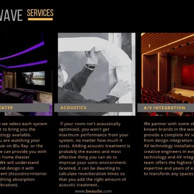 Our services cover every aspect of creating the perfect home theater. We handle the core theater design, acoustic treatment to optimize sound, and full audio-visual integration with the world's best technology brands.