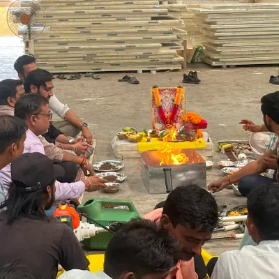 A glimpse from our Vishwakarma Puja celebrations at our PUF and PEB Plant. Our team came together to honor the divine architect and seek blessings for innovation, precision, and excellence in all our future projects.