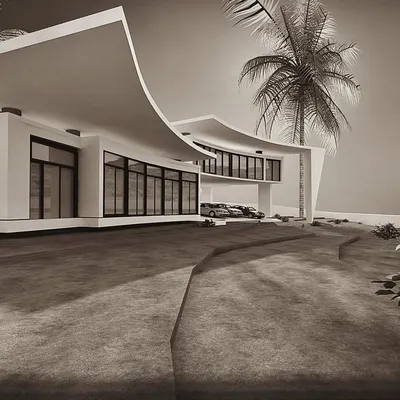This is a 3D concept for a modern bungalow, designed to make a bold statement. I focused on creating a dynamic, flowing structure with clean lines and large glass windows to connect the interior with the surrounding landscape.