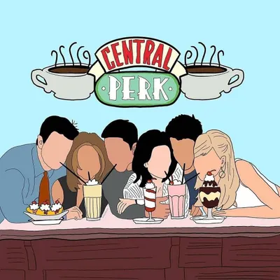 The iconic Central Perk scene that serves as the inspiration for my F.R.I.E.N.D.S. themed painting workshop. It's the perfect artwork for fans to create while enjoying a coffee, just like the gang.
