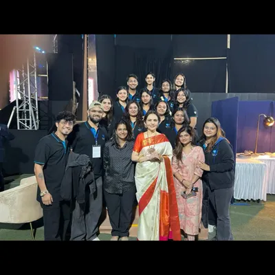 Our team with a distinguished guest at the Dhirubhai Ambani International School Annual Day. It is an honor to work with and support high-profile individuals.