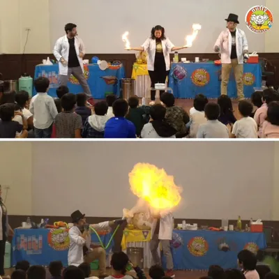 This is the moment everyone waits for. A massive fireball erupts on stage in a completely safe and controlled manner, demonstrating the power of chemical reactions. It's a showstopper that guarantees applause.