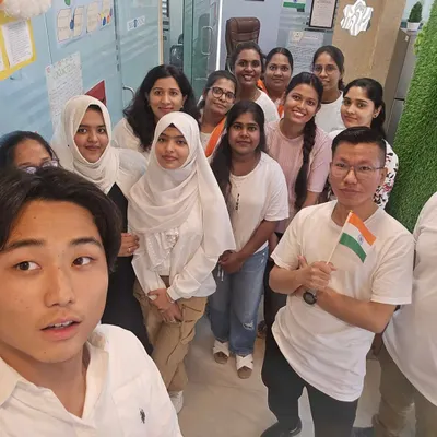 A group selfie captures the spirit of our diverse student body during Independence Day celebrations. We are proud to bring together learners from many different backgrounds to achieve a common goal.