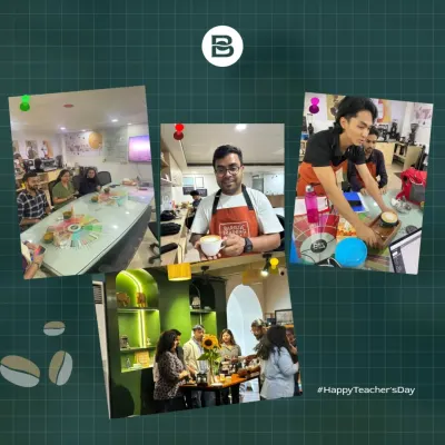 A collage from our workshops, celebrating the mentors and students who make our academy what it is. You can see the variety of activities, from group tasting sessions to individual latte art practice.