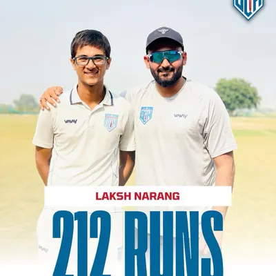 A record-shattering day for the academy. My student Laksh Narang smashed a massive 212 runs in the DDCA Under 16 league. This is the result of countless hours of practice and a winning mindset.