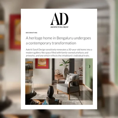 We love revisiting old features, and this one from Architectural Digest India will always be special. It covers the story of a heritage home in Bengaluru we reimagined with a progressive, contemporary lens while holding on to its soul.