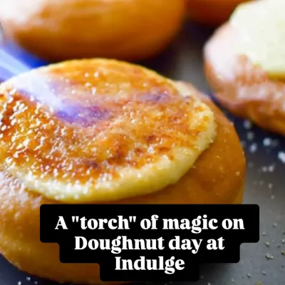 A little 'torch' of magic for Doughnut Day. I love caramelizing the sugar on my Crème Brûlée doughnuts right before serving to create that signature crisp, crackly top.
