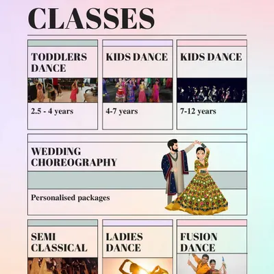 Here is a quick overview of the different dance classes I offer. We have batches for toddlers, kids of different ages, and personalized packages for wedding choreography. There's something for everyone in the family.