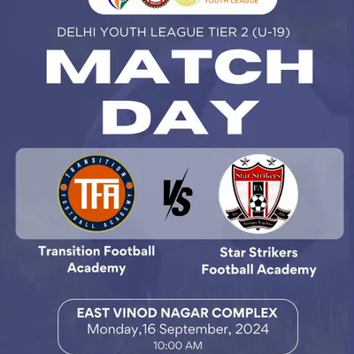 Match Day announcement for our U-19 team competing in the Delhi Youth League Tier 2. Consistent participation in competitive leagues is fundamental to player development at this senior youth level.