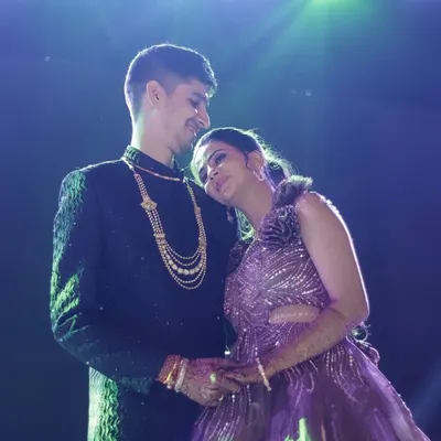 A tender moment between a couple during their Sangeet. I focused on their connection, using the soft stage lighting to create an intimate and romantic atmosphere amidst the celebration.
