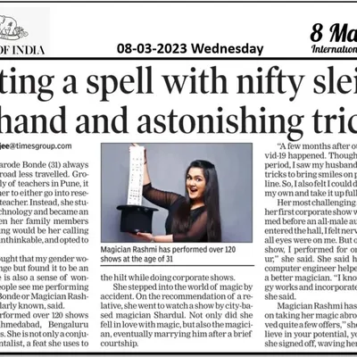 I am so grateful for this feature in the Times of India. Sharing my journey as a female magician on a platform like this was a dream come true and a moment I will always cherish.