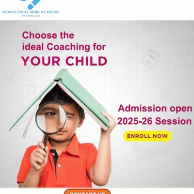 Choose the ideal coaching for your child. This poster announces that admissions are open for the 2025-26 session and invites parents to enroll now.
