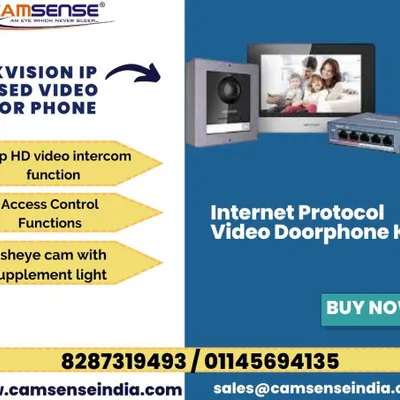 See exactly who is at your door with this HIKVISION IP-based Video Door Phone kit. The system includes a 7-inch touchscreen, a 2MP HD camera with a wide fisheye lens for a better view, and IR light for clear night vision. I can set it up so you can see the live feed and even unlock your door using your mobile phone, giving you full control whether you're home or away.