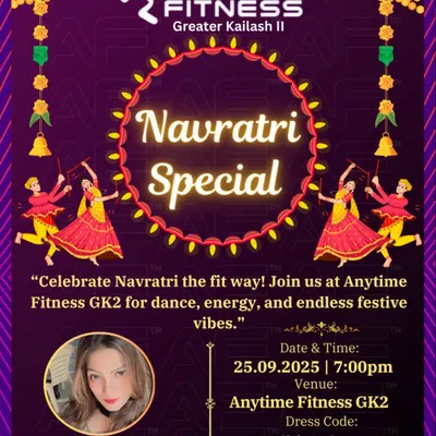 Our poster for a Navratri Special Garba night, blending festive dance with fitness.